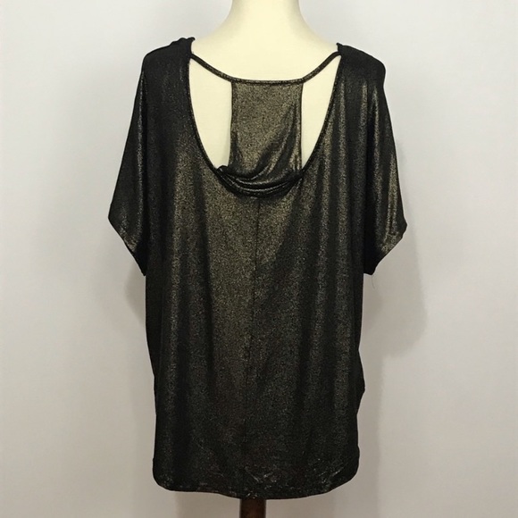 Juicy Couture blouse top gold black metallic boho - Picture 2 of 4